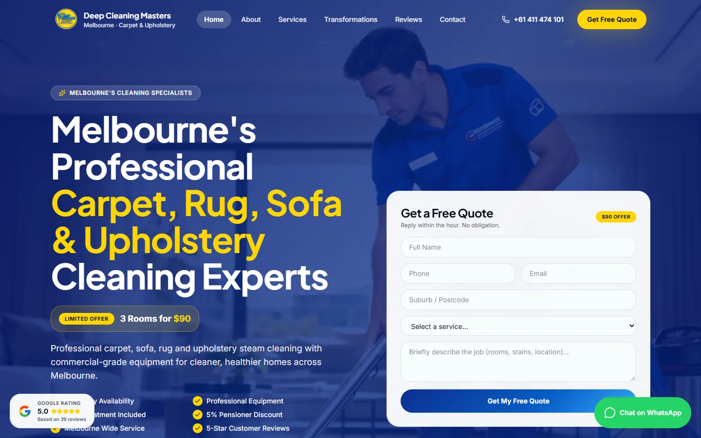 Deep Cleaning Masters homepage