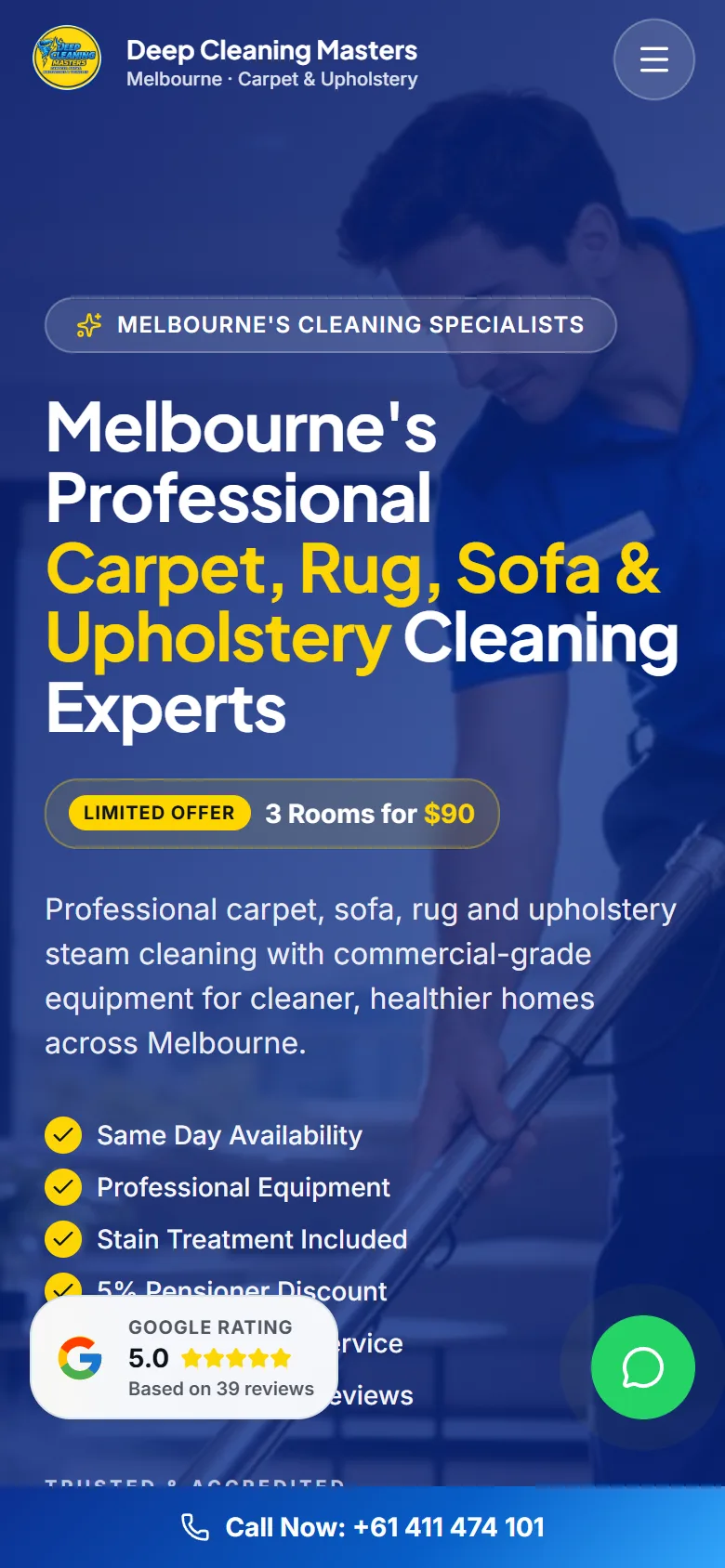 Deep Cleaning Masters on a phone