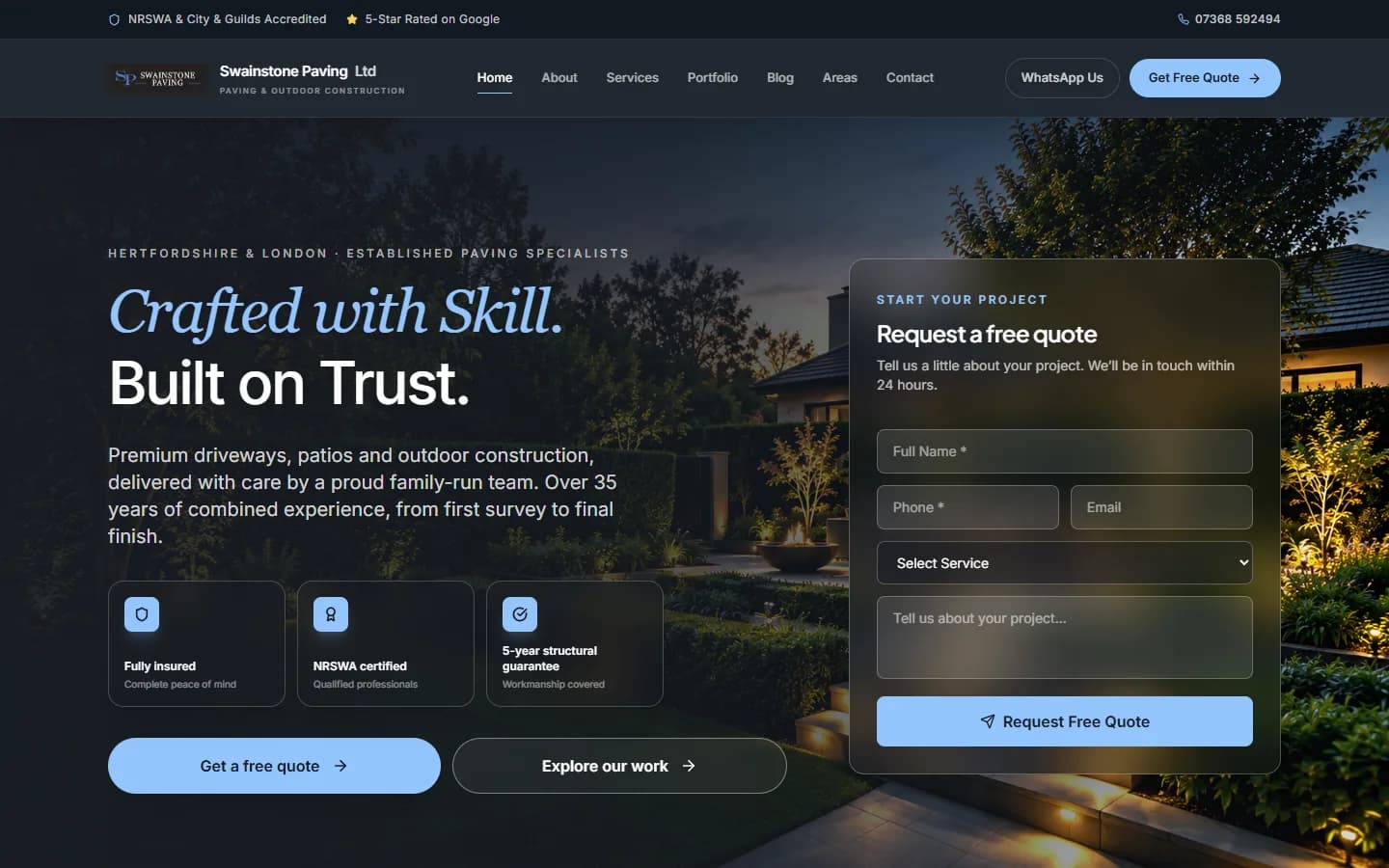 Swainstone Paving homepage
